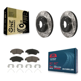 Front Coat Drill Slot Disc Brake Rotor Ceramic Pad Kit For Honda Civic Acura ILX
