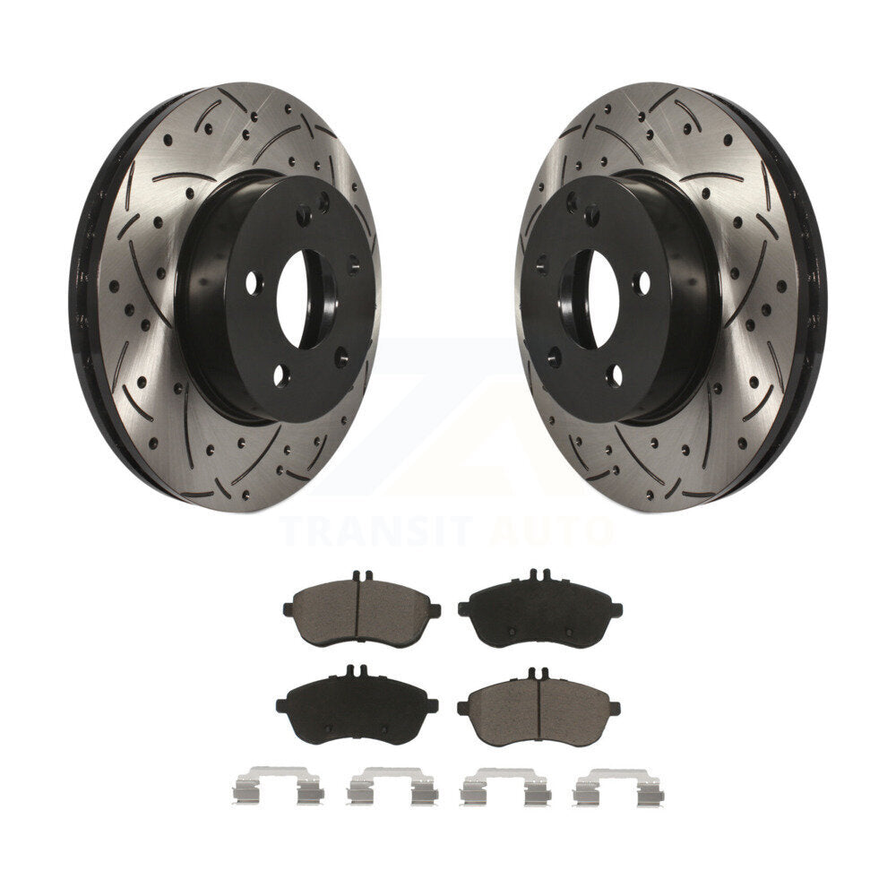 Front Drilled Slot Brake Rotors Ceramic Pad Kit For Mercedes-Benz C300 C250 C230