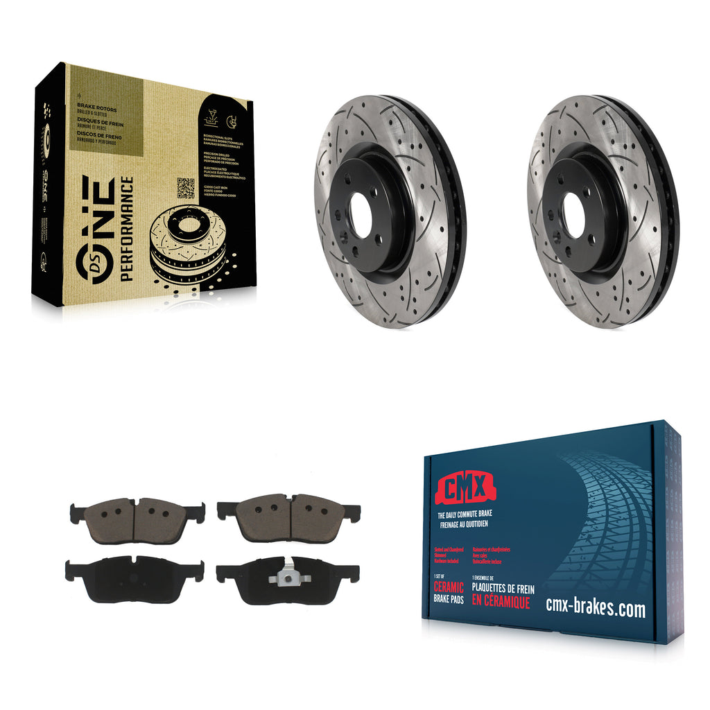 Front Drill Slot Disc Brake Rotor Ceramic Pad Kit For Land Rover Discovery Sport