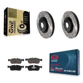 Front Drill Slot Disc Brake Rotor Ceramic Pad Kit For Land Rover Discovery Sport