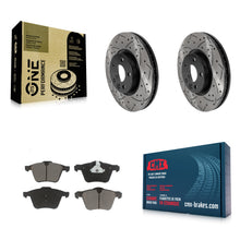 Charger l'image dans la galerie, Front Coated Drilled Slotted Disc Brake Rotors And Ceramic Pad Kit For Volvo V70