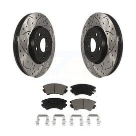 [Front] 10-15 Chevrolet Camaro LT LS Performance Drilled & Slotted Brake Rotor & Ceramic Pads Kit For Max Braking