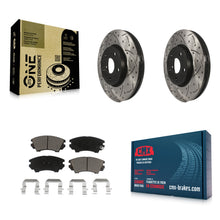 Load image into Gallery viewer, [Front] 10-15 Chevrolet Camaro LT LS Performance Drilled &amp; Slotted Brake Rotor &amp; Ceramic Pads Kit For Max Braking