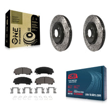 Load image into Gallery viewer, Front Coated Drilled Slotted Disc Brake Rotor &amp; Ceramic Pad Kit For Nissan Rogue
