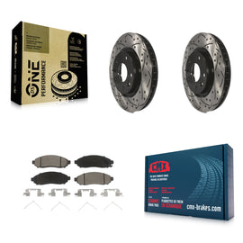 Front Coated Drilled Slotted Disc Brake Rotors & Ceramic Pad Kit For Nissan LEAF