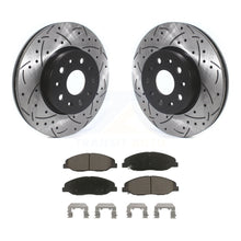 Charger l&#39;image dans la galerie, Front Coated Drilled Slotted Disc Brake Rotor &amp; Ceramic Pad Kit For Cadillac CTS