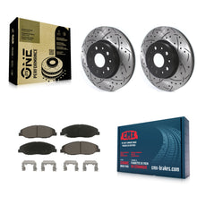 Load image into Gallery viewer, Front Coated Drilled Slotted Disc Brake Rotor &amp; Ceramic Pad Kit For Cadillac CTS