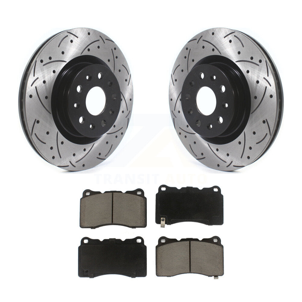 Front Drill Slot Disc Brake Rotor Ceramic Pad Kit For Cadillac CTS CT6 Chevrolet