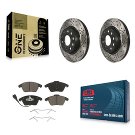 Front Drill Slot Brake Rotors Ceramic Pad Kit For Volkswagen GTI Audi A3 Quattro