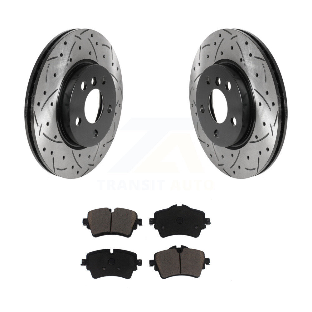 Front Coated Drill Slot Disc Brake Rotor Ceramic Pad Kit For Mini Cooper Clubman