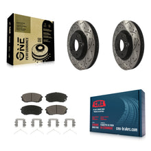 Charger l'image dans la galerie, Front Coated Drilled Slotted Disc Brake Rotor Ceramic Pad Kit For Hyundai Sonata