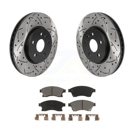 [Front] 2013-2014 Chevrolet Sonic RS Performance Drilled & Slotted Brake Rotor & Ceramic Pads Kit For Max Braking