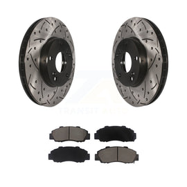 [Front] 1998-2002 Honda Accord 3.0L Performance Drilled & Slotted Brake Rotor & Ceramic Pads Kit For Max Braking