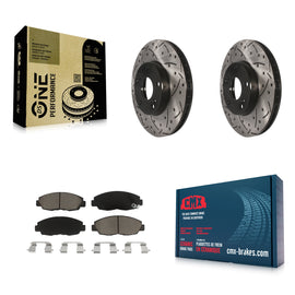 [Front] 2011 Honda Civic GX Performance Drilled & Slotted Brake Rotor & Ceramic Pads Kit For Max Braking