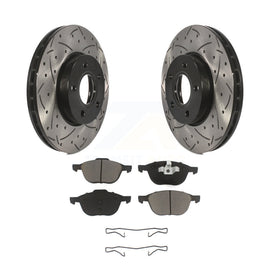 Front Coated Drilled Slot Disc Brake Rotors Ceramic Pad Kit For Ford Focus C-Max