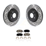 Front Drilled Slot Disc Brake Rotor & Ceramic Pad Kit For Kia Rio Hyundai Accent