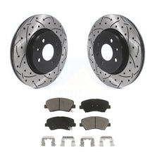 Charger l&#39;image dans la galerie, Front Coated Drilled Slotted Disc Brake Rotors And Ceramic Pads Kit For Kia Rio