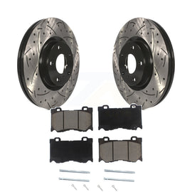 [Front] 2017-2018 INFINITI Q70 Hybrid Performance Drilled & Slotted Brake Rotor & Ceramic Pads Kit For Max Braking