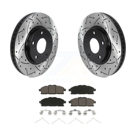 [Front] 2011-2017 Nissan Quest Performance Drilled & Slotted Brake Rotor & Ceramic Pads Kit For Max Braking