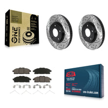 Charger l'image dans la galerie, [Front] 2011-2017 Nissan Quest Performance Drilled &amp; Slotted Brake Rotor &amp; Ceramic Pads Kit For Max Braking