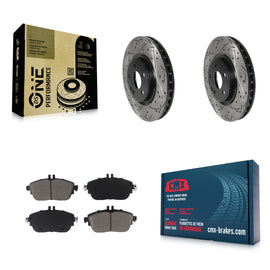 Front Drilled Slot Brake Rotor & Ceramic Pad Kit For Mercedes-Benz GLA250 CLA250