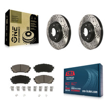 Charger l'image dans la galerie, Front Coated Drilled Slotted Disc Brake Rotors And Ceramic Pads Kit For Mazda 6