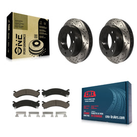 Front Drill Slot Brake Rotor Ceramic Pad Kit For Chevrolet Silverado 2500 HD GMC