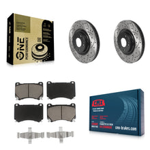 Charger l'image dans la galerie, Front Coated Drilled Slot Disc Brake Rotor &amp; Ceramic Pad Kit For Hyundai Genesis