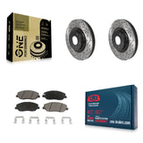 [Front] 2012 Hyundai Genesis 3.8L Performance Drilled & Slotted Brake Rotor & Ceramic Pads Kit For Max Braking