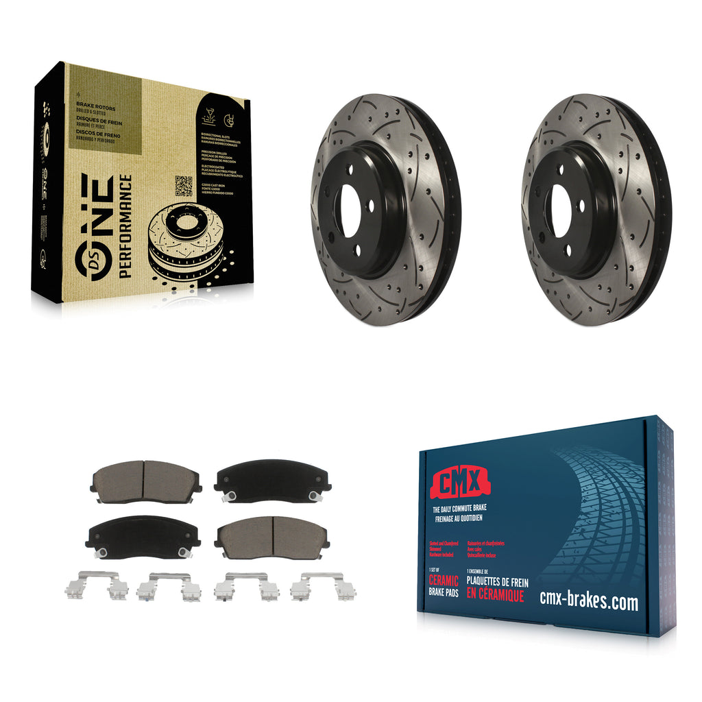 Front Drill Slot Disc Brake Rotor Ceramic Pad Kit For Dodge Charger Chrysler 300
