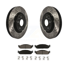 [Front] 2009-2010 Lincoln MKS Performance Drilled & Slotted Brake Rotor & Ceramic Pads Kit For Max Braking