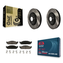 Charger l'image dans la galerie, [Front] 2009-2010 Lincoln MKS Performance Drilled &amp; Slotted Brake Rotor &amp; Ceramic Pads Kit For Max Braking