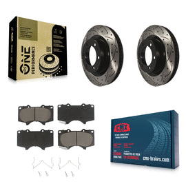Front Drill Slot Disc Brake Rotor Ceramic Pad Kit For Toyota 4Runner Lexus GX460