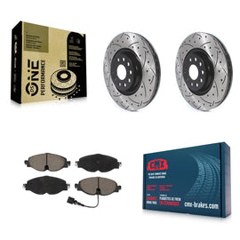 Front Drilled Slot Brake Rotor Ceramic Pad Kit For Volkswagen Golf Audi A3 Jetta