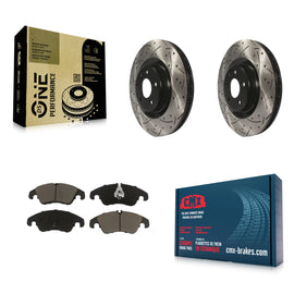 Front Drill Slot Brake Rotors Ceramic Pad Kit For Audi Q5 A6 Quattro S5 S4 A7 A5