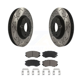 [Front] 2006-2010 Hyundai Sonata 3.3L Performance Drilled & Slotted Brake Rotor & Ceramic Pads Kit For Max Braking