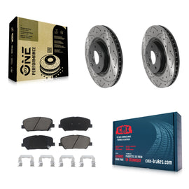 [Front] 2011-2015 Kia Optima 2.0L Performance Drilled & Slotted Brake Rotor & Ceramic Pads Kit For Max Braking