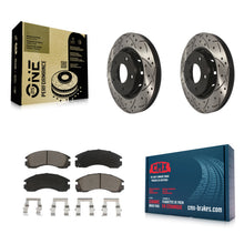 Charger l'image dans la galerie, Front Coated Drilled Slot Disc Brake Rotor Ceramic Pad Kit For Mitsubishi Lancer