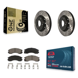 Front Coated Drilled Slot Disc Brake Rotor Ceramic Pad Kit For Mitsubishi Lancer