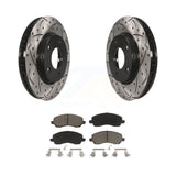 Front Drill Slot Brake Rotor Ceramic Pad Kit For Dodge Caliber Mitsubishi Lancer