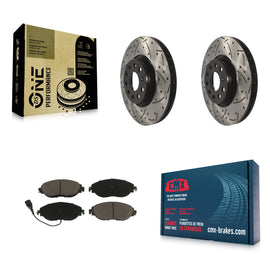 Front Coat Drill Slot Disc Brake Rotors Ceramic Pad Kit For Volkswagen GTI Jetta