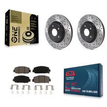 Charger l'image dans la galerie, Front Coated Drilled Slotted Disc Brake Rotor And Ceramic Pad Kit For Honda CR-V