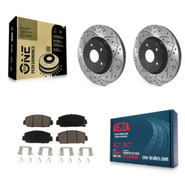 Front Coated Drilled Slotted Disc Brake Rotor And Ceramic Pad Kit For Honda CR-V