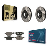 [Front] 2010-2015 Volvo XC60 Performance Drilled & Slotted Brake Rotor & Ceramic Pads Kit For Max Braking