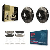 Front Drilled Slot Brake Rotor & Ceramic Pad Kit For Ford F-450 Super Duty F-550