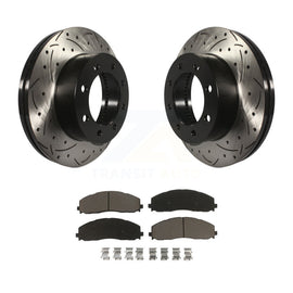 Front Drilled Slot Brake Rotor & Ceramic Pad Kit For Ford F-250 Super Duty F-350