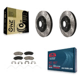 [Front] 2011-2014 Honda Odyssey Performance Drilled & Slotted Brake Rotor & Ceramic Pads Kit For Max Braking