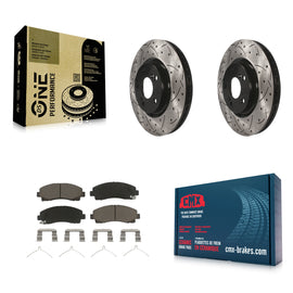 [Front] 2009-2014 Acura TL Performance Drilled & Slotted Brake Rotor & Ceramic Pads Kit For Max Braking