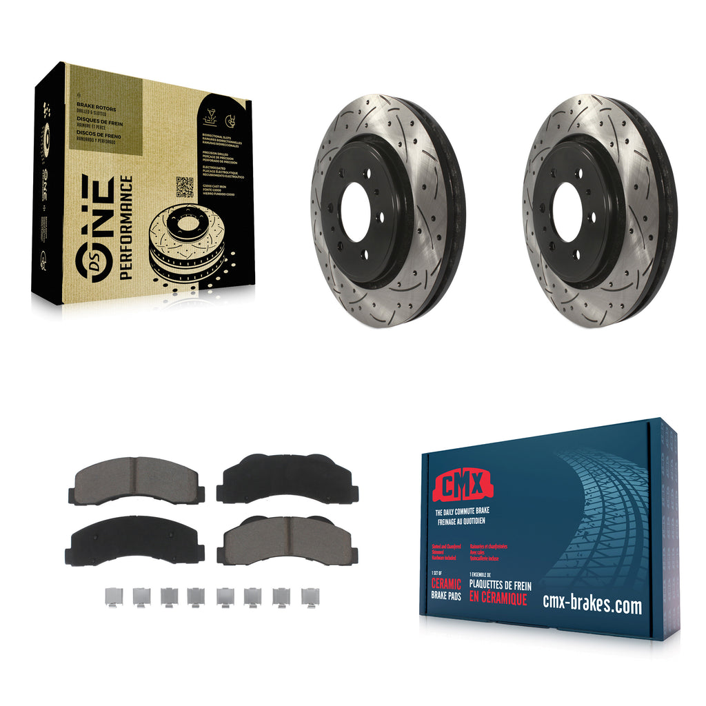 Front Drilled Slot Brake Rotor Ceramic Pad Kit For Ford F-150 Expedition Lincoln