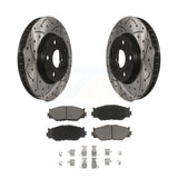 Front Coated Drilled Slotted Disc Brake Rotors & Ceramic Pad Kit For Lexus IS250